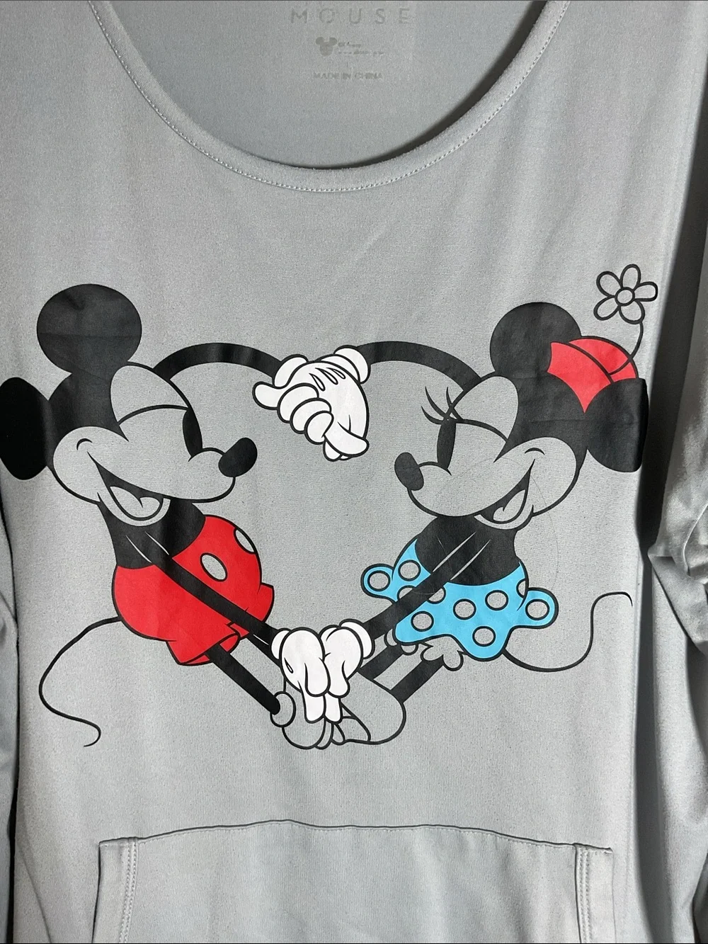 Disney Mickey Minnie Heart Lounge Sleep Top Size L Gray - Picture 2 of 9